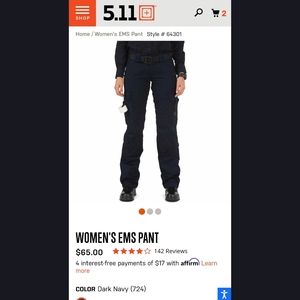 Brand new 5.11 women's ems pant sz 18L